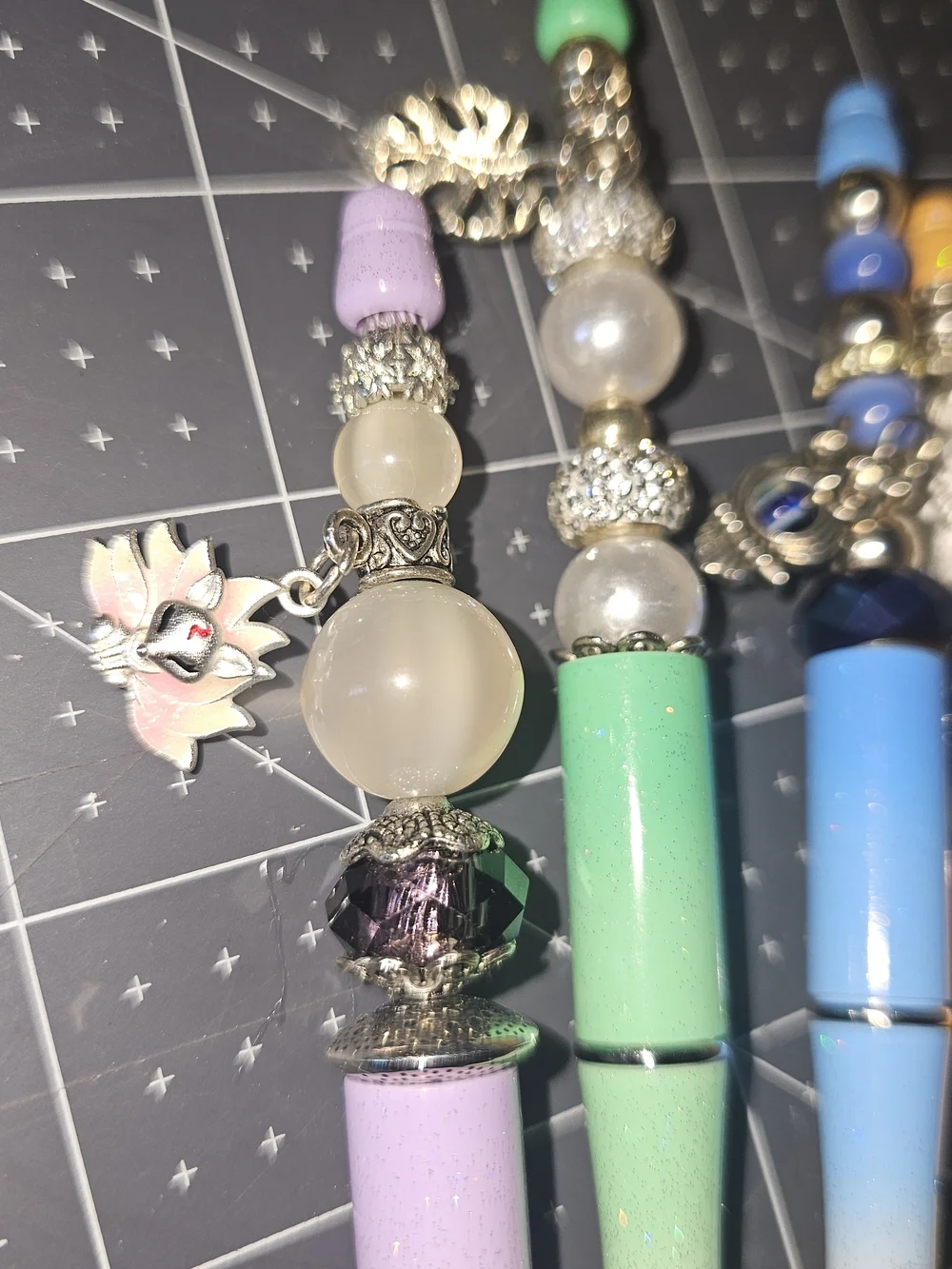 Handcrafted Beaded Gradient White and Pastel Accent Pens - Home Accents